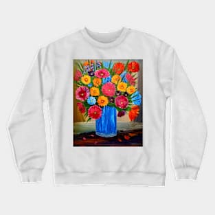 Stunning boutique of abstract flowers in a blue  vase . Crewneck Sweatshirt